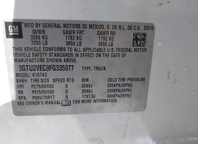 3GTU2VEC9FG335077 2015 2015 GMC Sierra- 1500 Slt 9