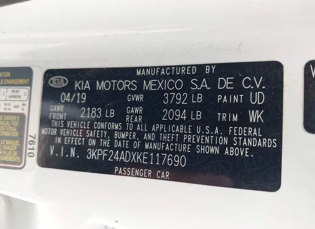 3KPF24ADXKE117690 2019 2019 KIA Forte- Lxs 9