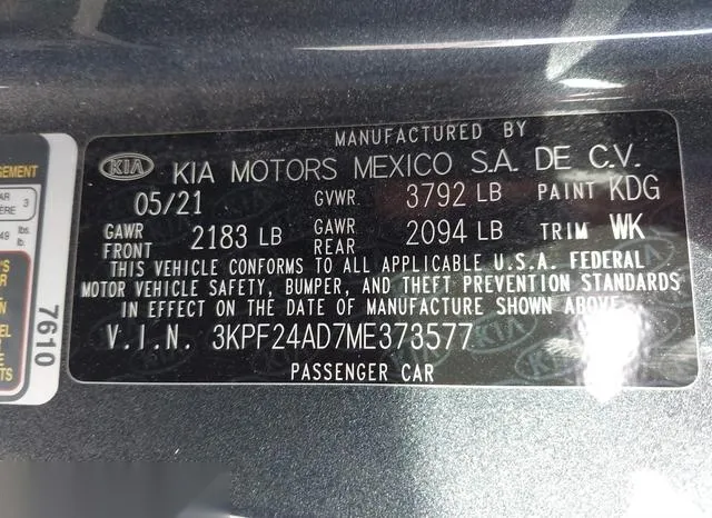 3KPF24AD7ME373577 2021 2021 KIA Forte- Lxs 9