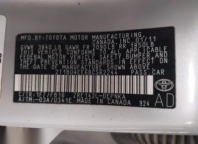 2T1BU4EE6BC562244 2011 2011 Toyota Corolla- LE 9