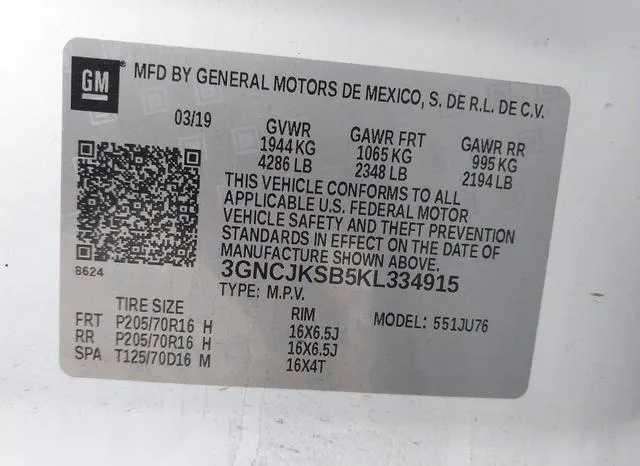 3GNCJKSB5KL334915 2019 2019 Chevrolet Trax- LS 9