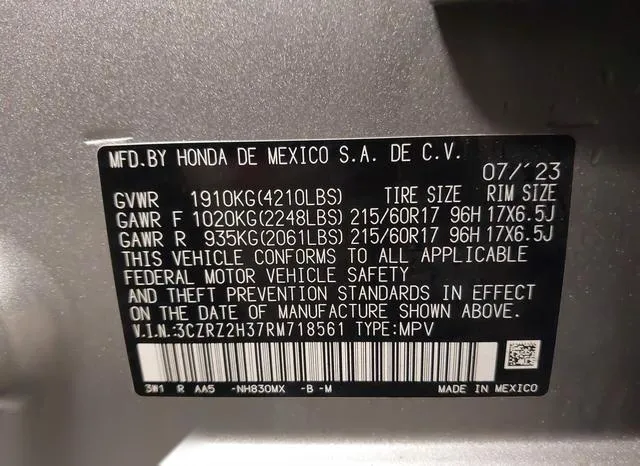 3CZRZ2H37RM718561 2024 2024 Honda HR-V- Awd Lx 9