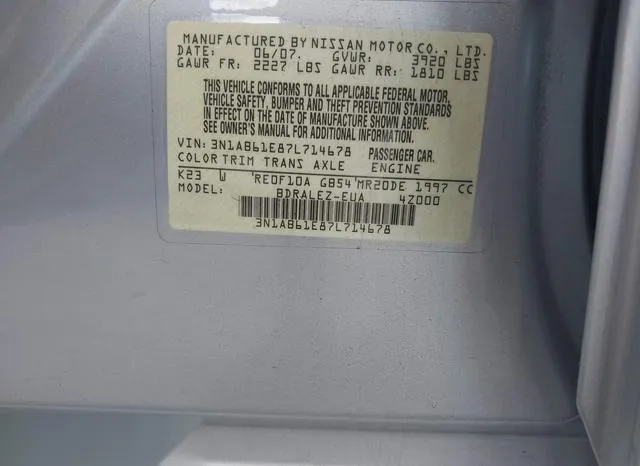 3N1AB61E87L714678 2007 2007 Nissan Sentra- 2-0S 9