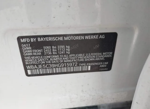 WBAJE5C39HG915972 2017 2017 BMW 5 Series- 540I 9