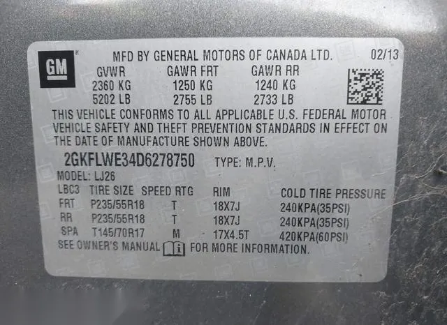 2GKFLWE34D6278750 2013 2013 GMC Terrain- Slt-2 9