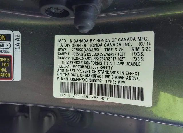 2HKRM4H7XEH665292 2014 2014 Honda CR-V- Ex-L 9