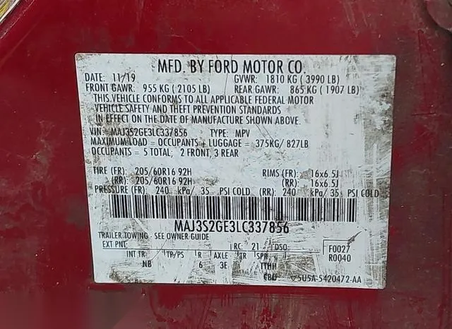 MAJ3S2GE3LC337856 2020 2020 Ford Ecosport- SE 9