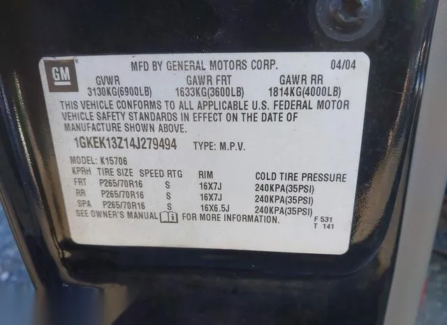 1GKEK13Z14J279494 2004 2004 GMC Yukon- Sle 9