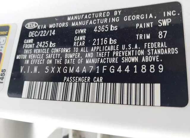 5XXGM4A71FG441889 2015 2015 KIA Optima- LX 9