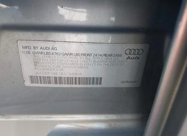 WAUDF78E26A159904 2006 2006 Audi A4- 2-0T 9