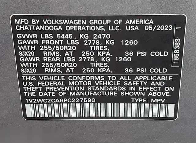 1V2WC2CA6PC227590 2023 2023 Volkswagen Atlas- Cross Sport 2 9