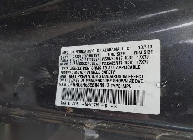 5FNRL5H68EB045913 2014 2014 Honda Odyssey- Ex-L 9