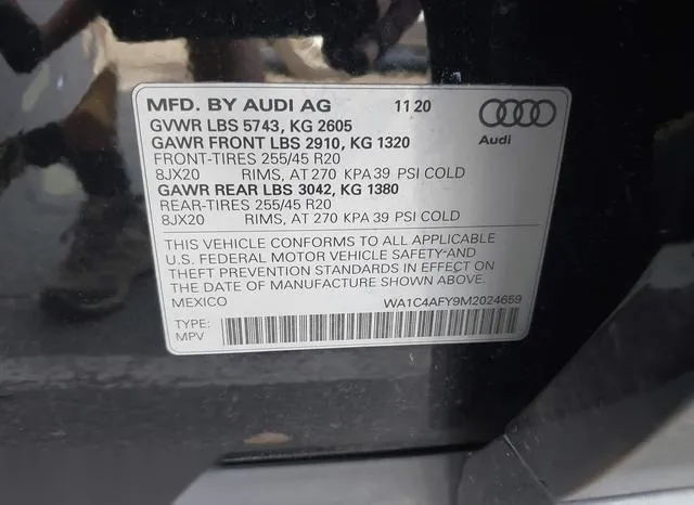 WA1C4AFY9M2024659 2021 2021 Audi SQ5- Prestige Tfsi Quattro 9