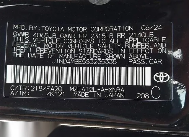 JTND4MBE5S3235335 2025 2025 Toyota Corolla- SE 9