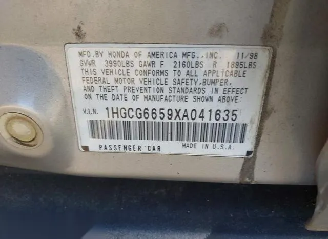 1HGCG6659XA041635 1999 1999 Honda Accord- LX 9