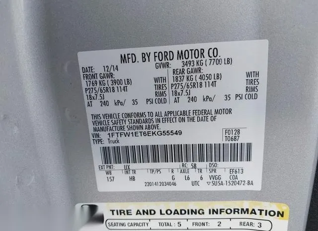 1FTFW1ET6EKG55549 2014 2014 Ford F-150- Lariat 9