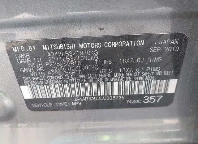 JA4AR3AU2LU008735 2020 2020 Mitsubishi Outlander- Sport 2-0 9