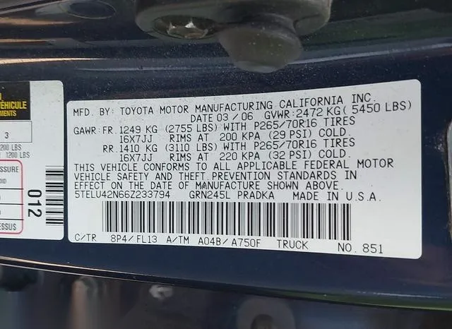 5TELU42N66Z233794 2006 2006 Toyota Tacoma- Double Cab 9