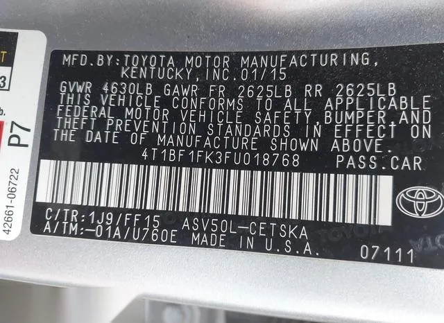 4T1BF1FK3FU018768 2015 2015 Toyota Camry- SE 9