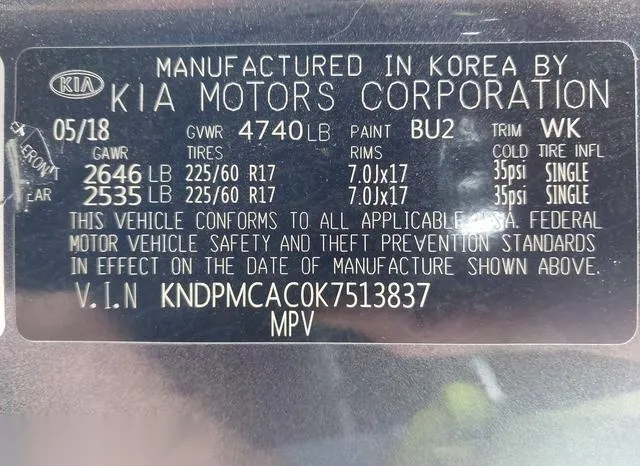 KNDPMCAC0K7513837 2019 2019 KIA Sportage- LX 9