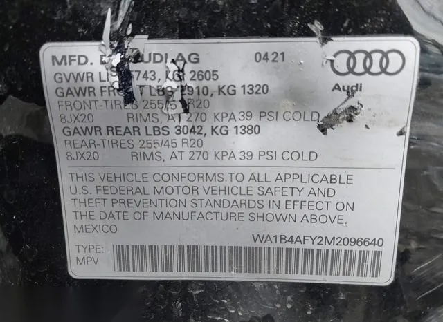 WA1B4AFY2M2096640 2021 2021 Audi SQ5- Premium Plus Tfsi Qua 9