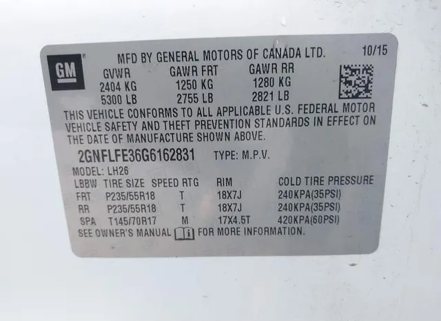 2GNFLFE36G6162831 2016 2016 Chevrolet Equinox- LT 9