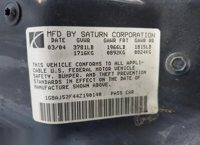 1G8AJ52F44Z190140 2004 2004 Saturn Ion- 2 9