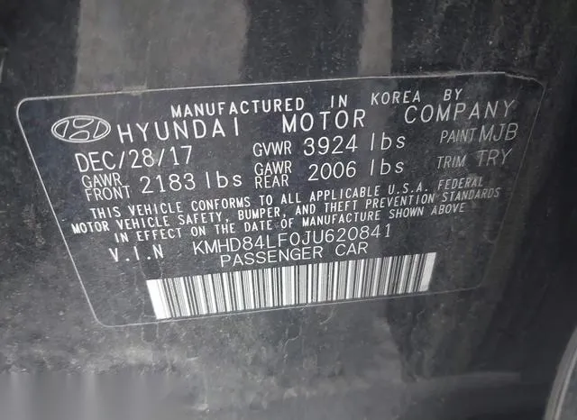 KMHD84LF0JU620841 2018 2018 Hyundai Elantra- Sel 9