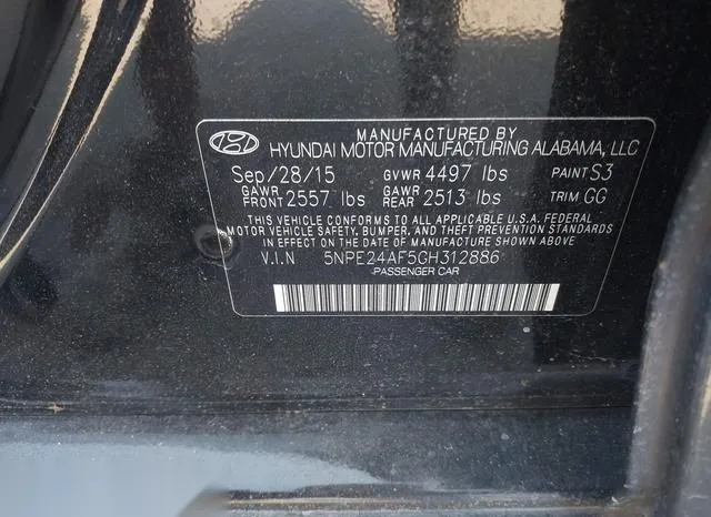 5NPE24AF5GH312886 2016 2016 Hyundai Sonata- SE 9