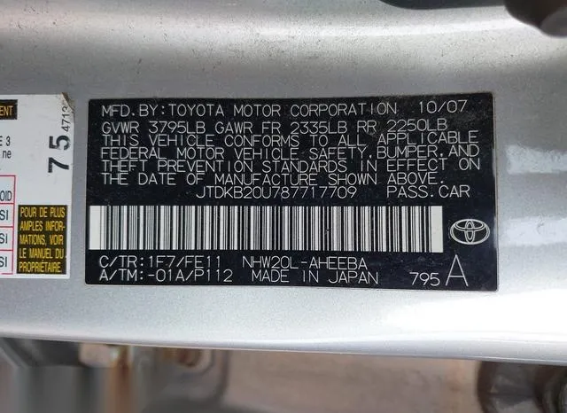 JTDKB20U787717709 2008 2008 Toyota Prius 9