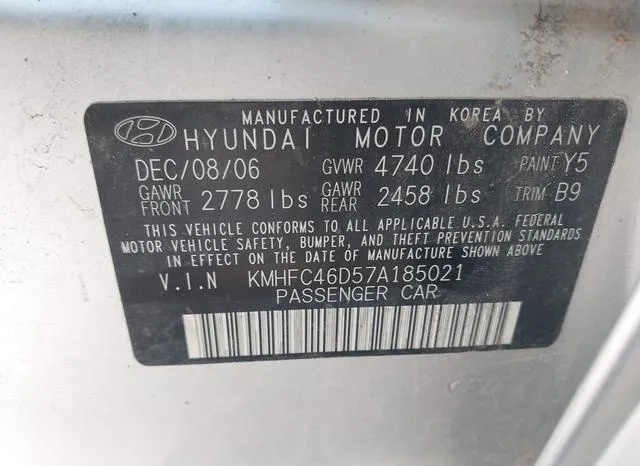 KMHFC46D57A185021 2007 2007 Hyundai Azera- Gls 9