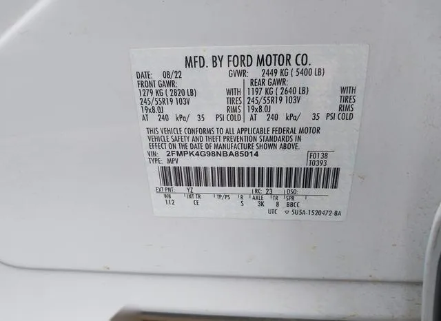 2FMPK4G98NBA85014 2022 2022 Ford Edge- SE 9