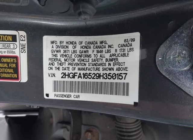 2HGFA16529H350157 2009 2009 Honda Civic- LX 9