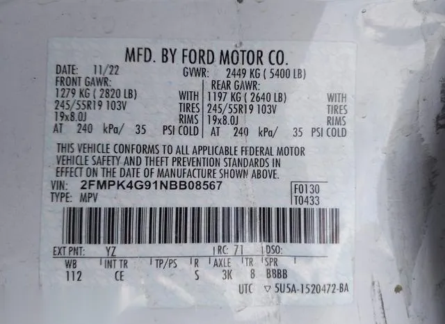 2FMPK4G91NBB08567 2022 2022 Ford Edge- SE 9