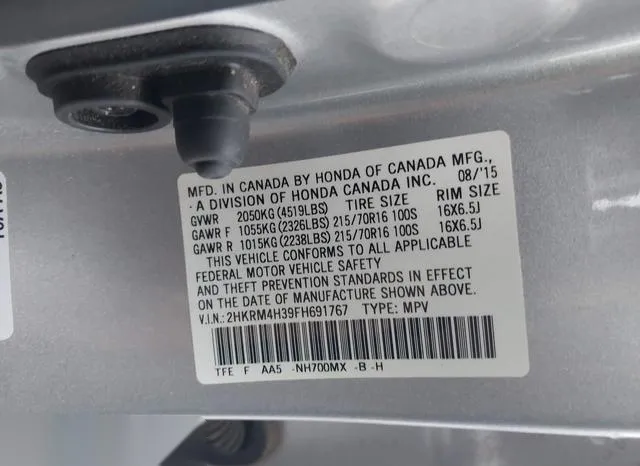 2HKRM4H39FH691767 2015 2015 Honda CR-V- LX 9