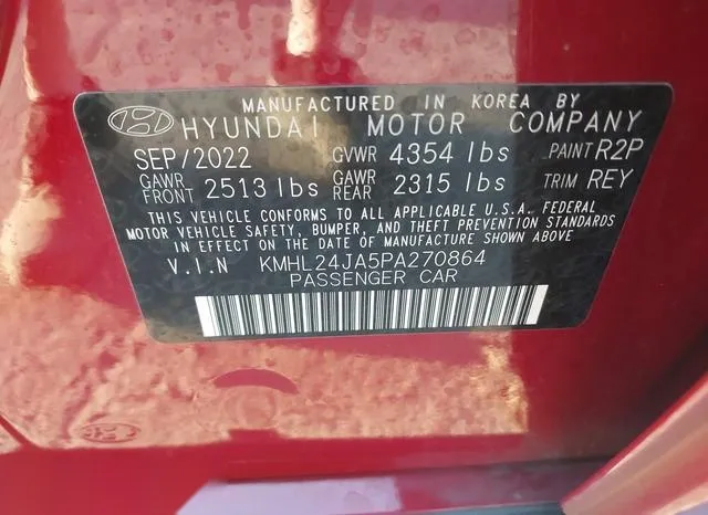 KMHL24JA5PA270864 2023 2023 Hyundai Sonata- SE 9