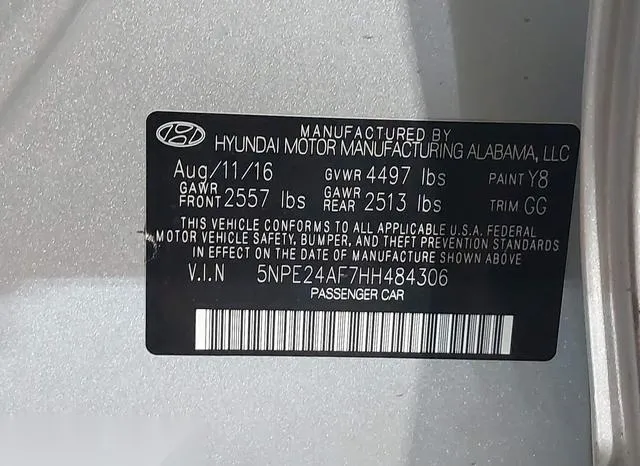 5NPE24AF7HH484306 2017 2017 Hyundai Sonata- SE 9