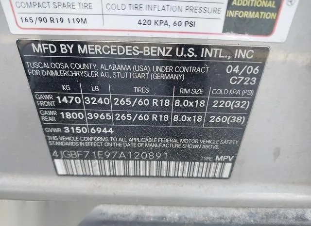 4JGBF71E97A120891 2007 2007 Mercedes-Benz GL 450- 4Matic 9