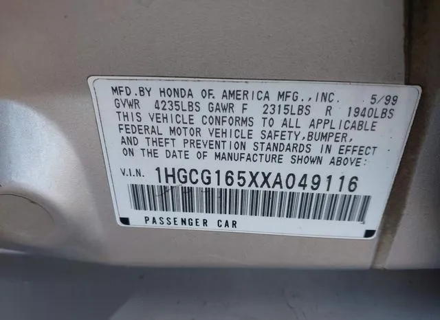 1HGCG165XXA049116 1999 1999 Honda Accord- Ex V6 9