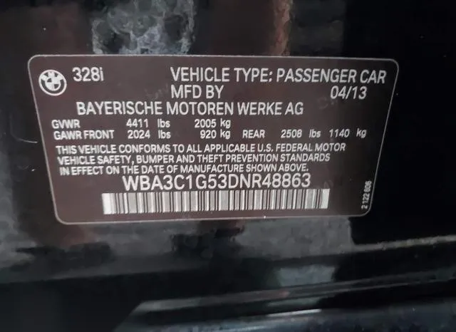 WBA3C1G53DNR48863 2013 2013 BMW 3 Series- 328I 9