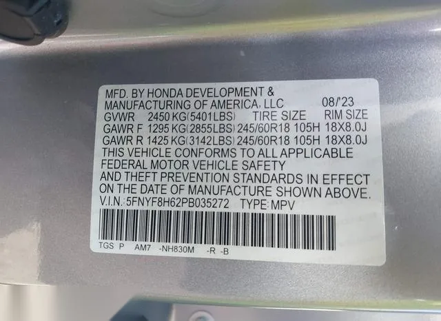 5FNYF8H62PB035272 2023 2023 Honda Passport- Awd Trailsport 9