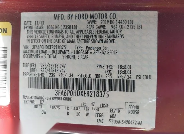 3FA6P0HDXER218375 2014 2014 Ford Fusion- SE 9