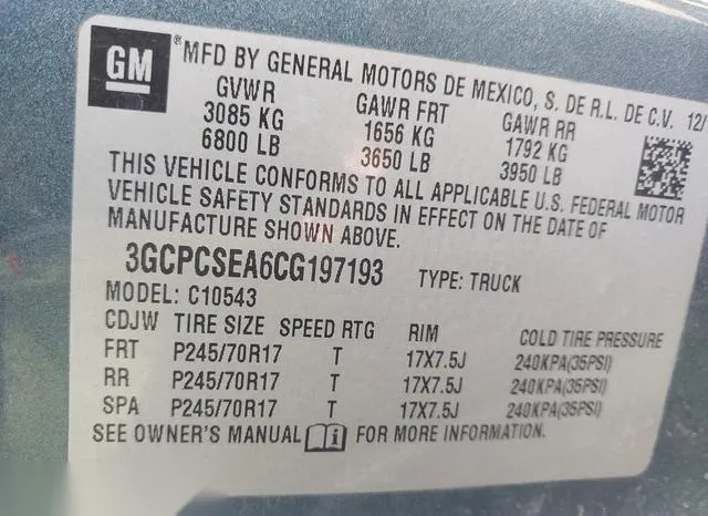 3GCPCSEA6CG197193 2012 2012 Chevrolet Silverado 1500- LT 9