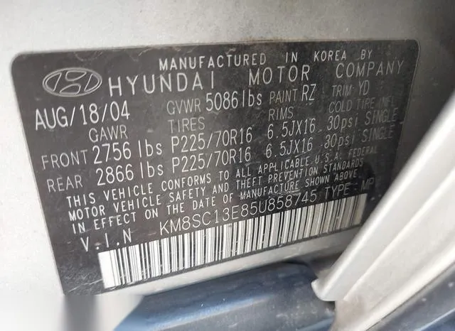 KM8SC13E85U858745 2005 2005 Hyundai Santa Fe- Gls/Lx 9