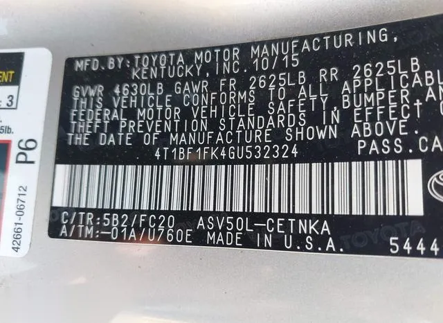 4T1BF1FK4GU532324 2016 2016 Toyota Camry- LE 9