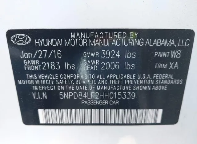 5NPD84LF2HH015339 2017 2017 Hyundai Elantra- Limited 9