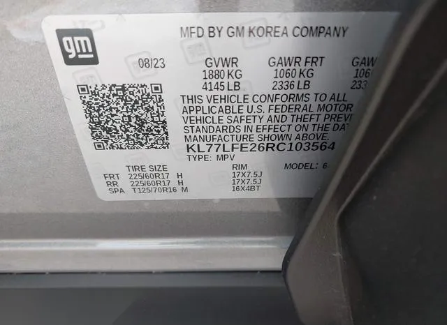 KL77LFE26RC103564 2024 2024 Chevrolet Trax- Fwd Sp 9