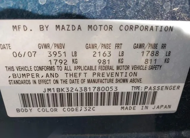 JM1BK324381780053 2008 2008 Mazda 3 9