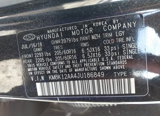 KM8K12AA4JU186849 2018 2018 Hyundai Kona- SE 9