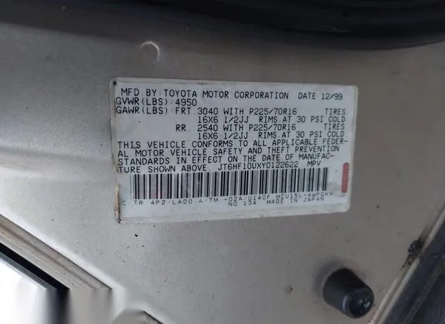 JT6HF10UXY0122622 2000 2000 Lexus RX- 300 9